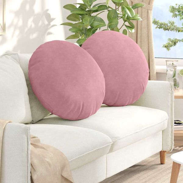 vidaXL Cojines para asiento 2 pcs Rosa &Oslash; 40 x 13 cm Terciopelo