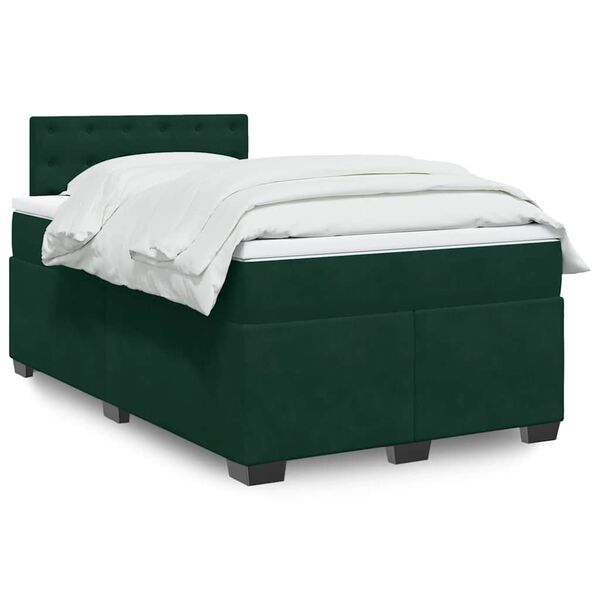 vidaXL Cama box spring con colch&oacute;n terciopelo verde oscuro 120x200 cm