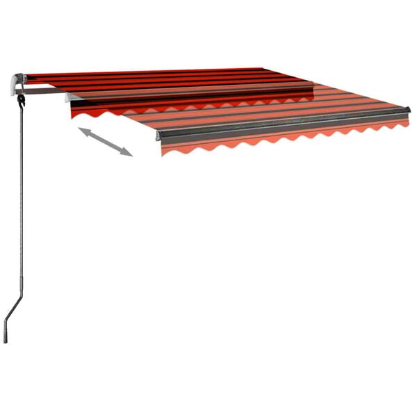 vidaXL Toldo retr&aacute;ctil manual con LED naranja y marr&oacute;n 350x250 cm