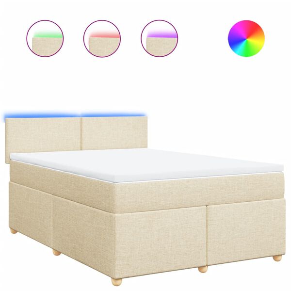vidaXL Cama box spring con colch&oacute;n tela color crema 140x190 cm