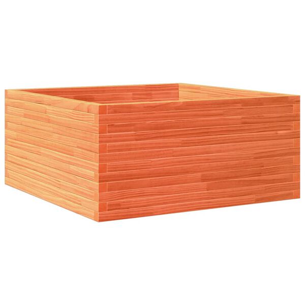 vidaXL Jardinera de madera maciza pino marr&oacute;n cera 100x100x46 cm