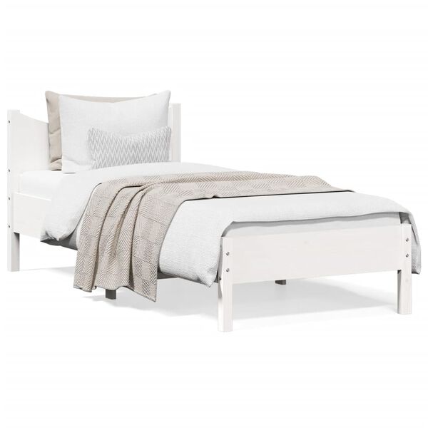 vidaXL Estructura de cama sin colch&oacute;n madera maciza blanca 90x190 cm
