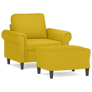 vidaXL Sill&oacute;n con taburete terciopelo amarillo 60 cm