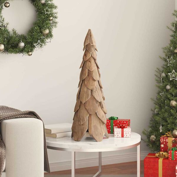 vidaXL Árbol de Navidad con soporte Marrón 80 cm Madera de teca maciza