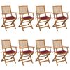 vidaXL Sillas de jard&iacute;n plegables 8 uds y cojines madera maciza acacia