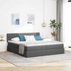 vidaXL Cama con tira de luces LED Gris oscuro 180 x 200 cm tela