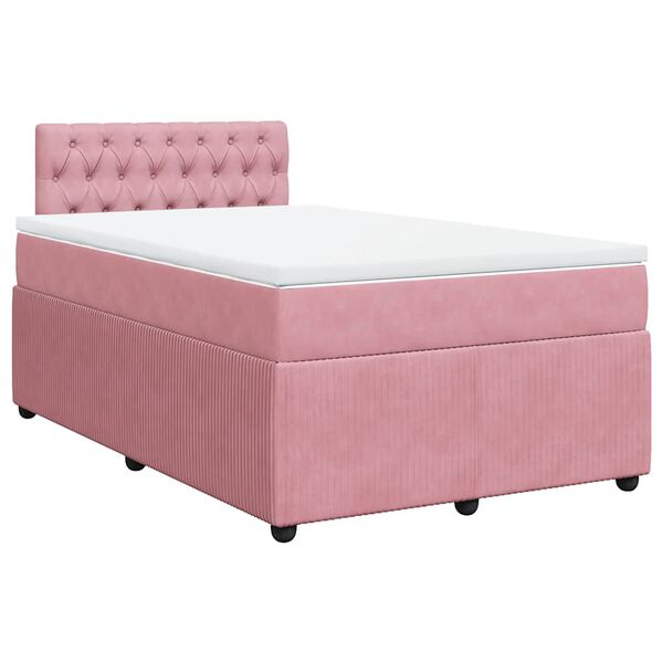 vidaXL Cama box spring con colch&oacute;n terciopelo rosa 120x200 cm