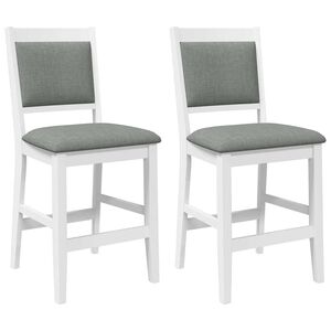 vidaXL Taburetes de bar con cojines, 2 unidades, madera maciza blanca, goma