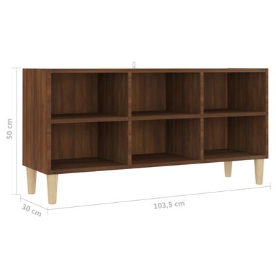 vidaXL Mueble de TV patas madera maciza roble marrón 103,5x30x50 cm