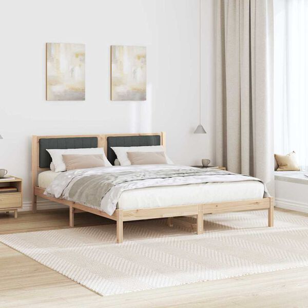 vidaXL Estructura de Cama con Cabecera Tapizada Gris oscuro