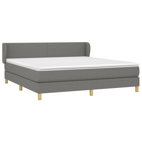 vidaXL Cama box spring con colch&oacute;n tela gris oscuro 180x200 cm