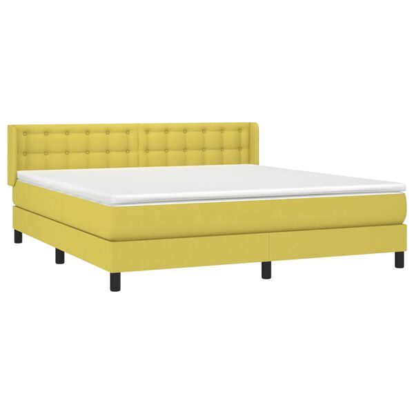 vidaXL Cama box spring con colch&oacute;n tela verde 180x200 cm