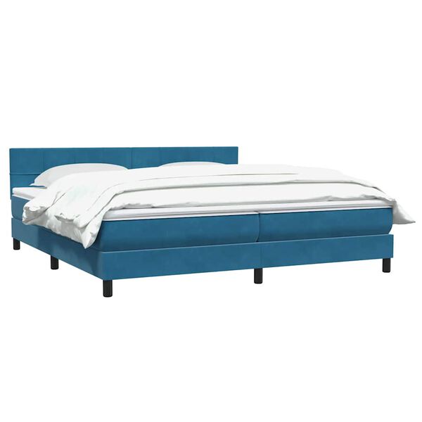 vidaXL Cama box spring con colch&oacute;n terciopelo azul oscuro 180x220 cm