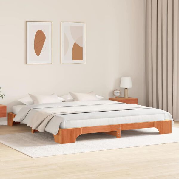 vidaXL Estructura de cama Marr&oacute;n cera 180 x 200 cm