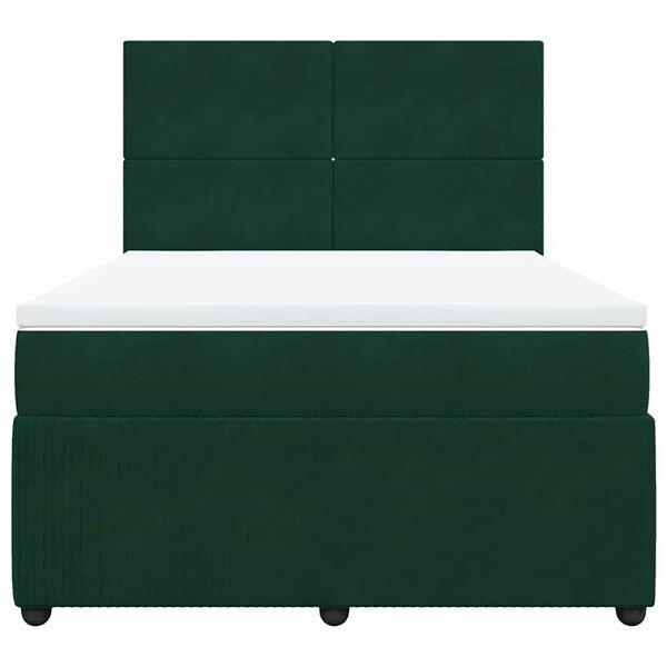 vidaXL Cama box spring con colch&oacute;n terciopelo verde oscuro 160x200 cm