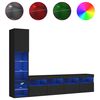 vidaXL Muebles de TV de pared con LED 4 pzas madera ingenier&iacute;a negro
