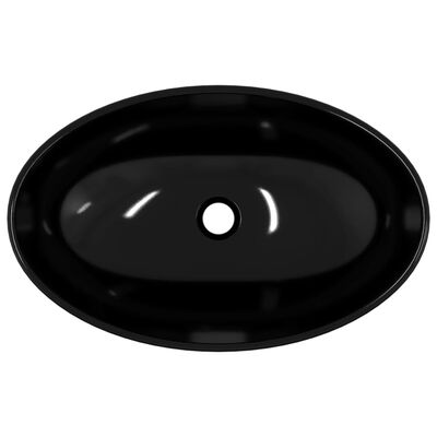 vidaXL Lavabo de vidrio templado negro 54,5x35x15,5 cm