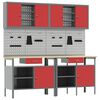 vidaXL Conjunto de banco de trabajo 8 uds. Rojo y Gris