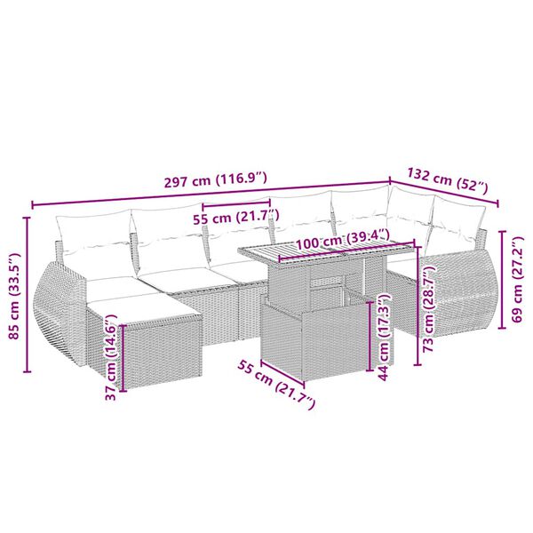 vidaXL Juego de sof&aacute;s de jard&iacute;n con cojines beige 8 pzas rat&aacute;n PE