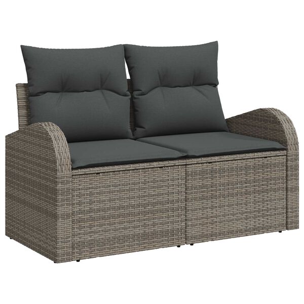vidaXL Conjunto de sofá de jardín 7 pcs Gris Rattan de Poliéster