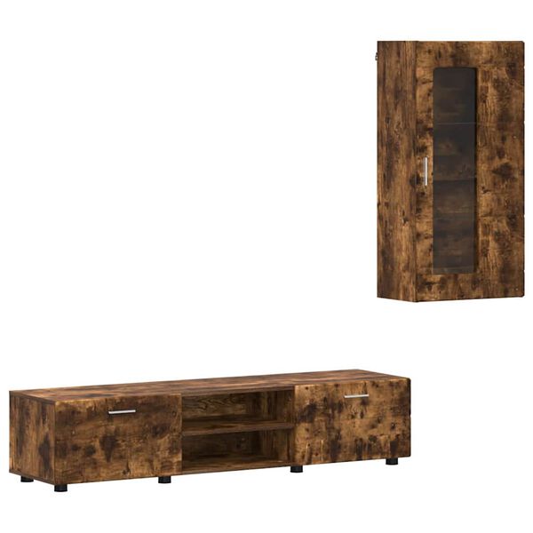 vidaXL Conjunto de mueble de TV con caj&oacute;n FLORIN Roble ahumado