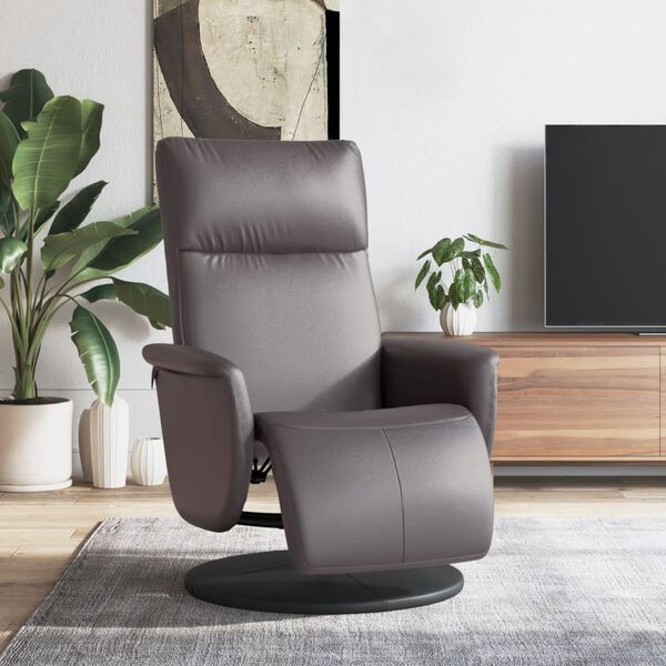 vidaXL Sillón reclinable con reposapiés cuero sintético gris