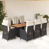 vidaXL Set de comedor de jard&iacute;n 9 pzas y cojines rat&aacute;n sint&eacute;tico negro