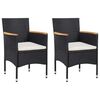 vidaXL Sillas de comedor para jard&iacute;n 2 unidades rat&aacute;n sint&eacute;tico negro