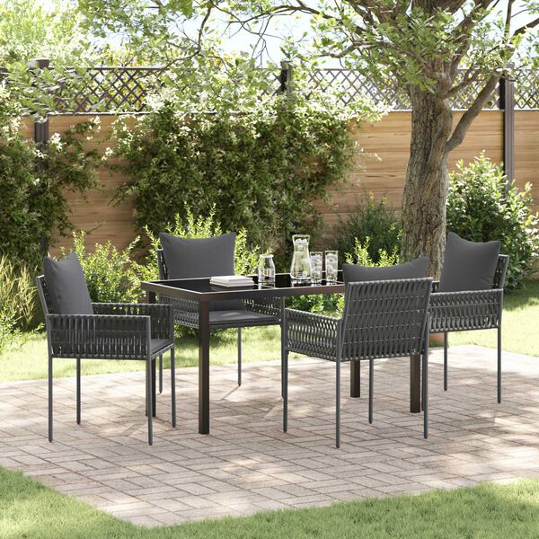vidaXL Conjunto de Comedor de Jard&iacute;n 5 pcs Negro y Gris