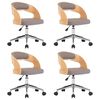 vidaXL Sillas comedor giratorias 4 uds madera curvada tela gris taupe