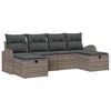 vidaXL Conjunto de sof&aacute; de jard&iacute;n 6 uds. Gris rat&aacute;n sint&eacute;tico