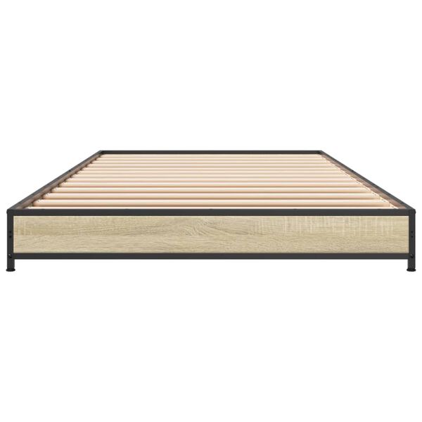 vidaXL Estructura cama madera ingenier&iacute;a metal roble Sonoma 75x190 cm