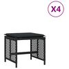 vidaXL Taburetes de jard&iacute;n con cojines 4 uds rat&aacute;n PE negro 41x41x36cm