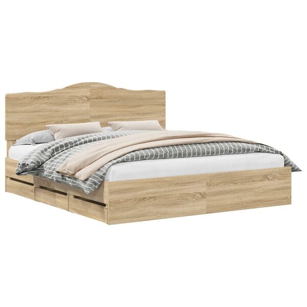 vidaXL Estructura de cama Roble Sonoma 180 x 200 cm Madera Ingenieril