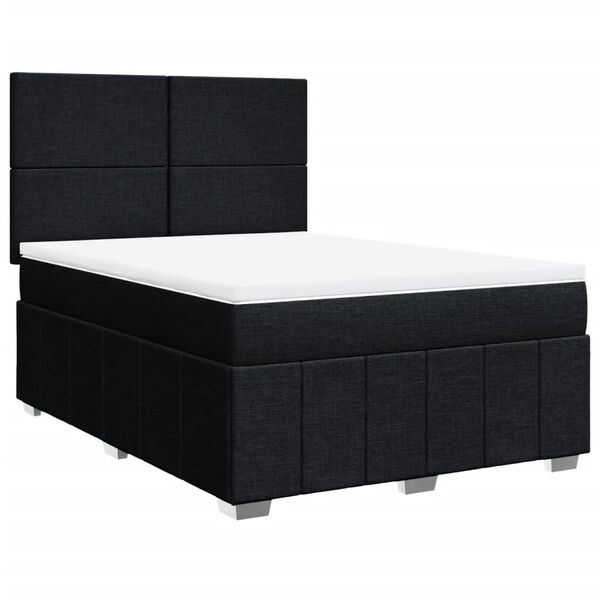 vidaXL Cama box spring con colch&oacute;n tela negro 140x200 cm