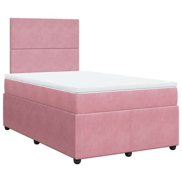 vidaXL Cama box spring con colch&oacute;n terciopelo rosa 120x190 cm