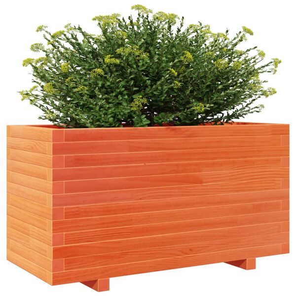 vidaXL Jardinera madera maciza de pino marr&oacute;n cera 90x40x49,5 cm