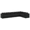 vidaXL Set de muebles de jard&iacute;n 7 pzas y cojines rat&aacute;n sint&eacute;tico negro