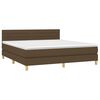 vidaXL Cama box spring con colch&oacute;n LED tela marr&oacute;n oscuro 180x200 cm