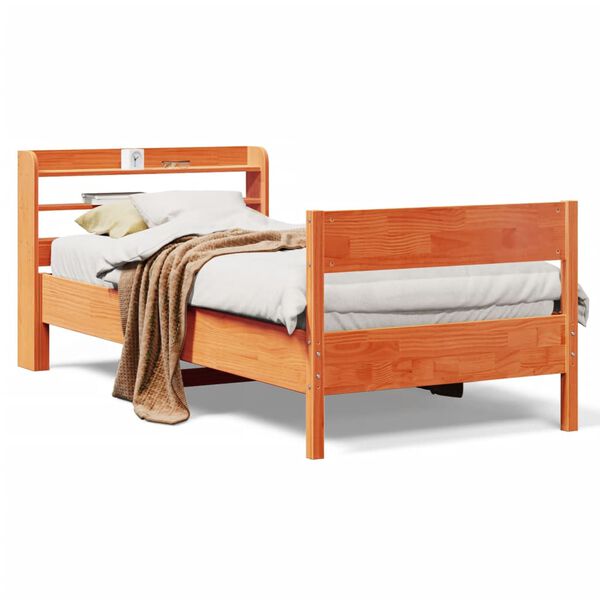 vidaXL Estructura de cama sin colch&oacute;n madera de pino marr&oacute;n 90x200 cm
