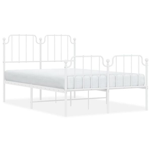 vidaXL Estructura cama sin colch&oacute;n con estribo metal blanco 120x200 cm