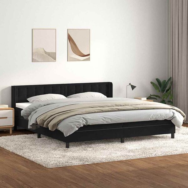 vidaXL Cama box spring con colch&oacute;n terciopelo negro 180x210 cm