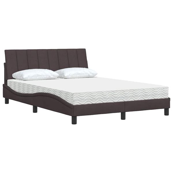 vidaXL Cama con colch&oacute;n Hanko tela marr&oacute;n oscuro 120x200 cm