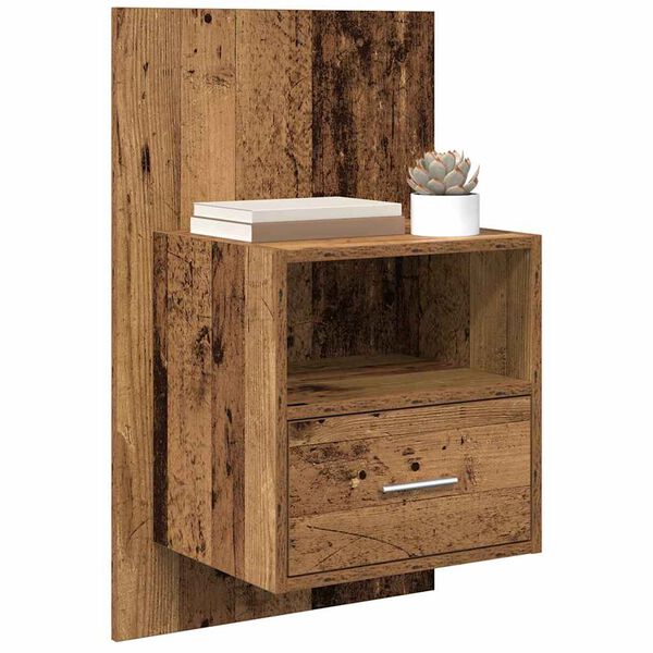 vidaXL Armario de Noche con caj&oacute;n 2 pcs Madera vieja 50 x 32.5 x 80cm