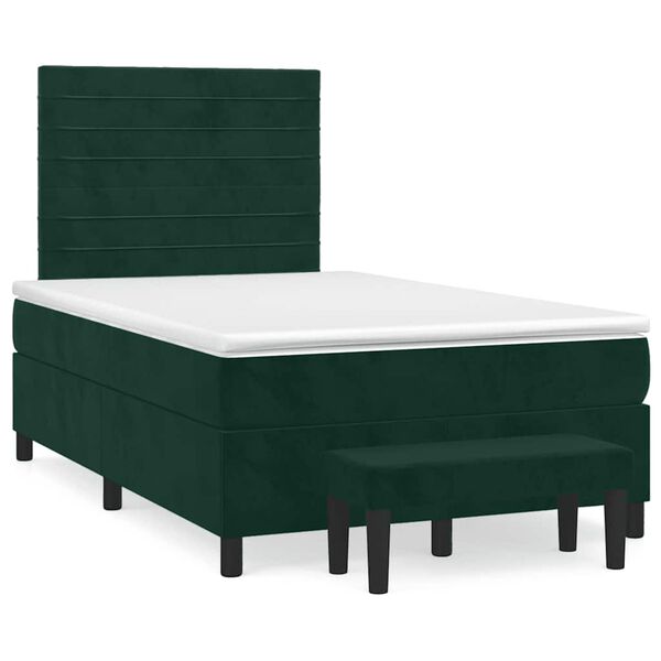 vidaXL Cama box spring con colch&oacute;n terciopelo verde oscuro 120x190 cm