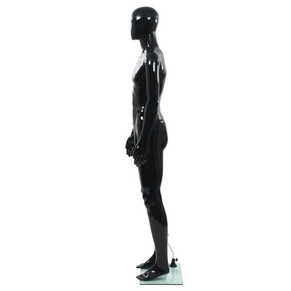 vidaXL Maniquí de hombre completo base vidrio negro brillante 185 cm