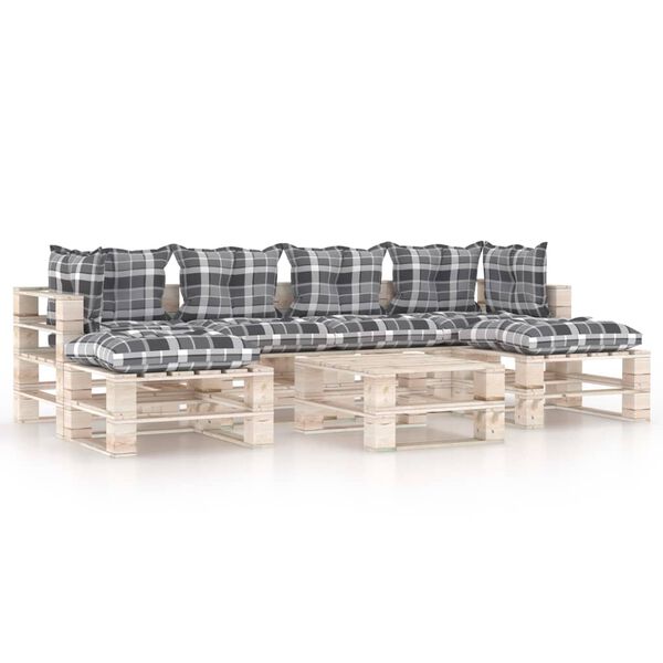 vidaXL Muebles de jard&iacute;n de palets 7 pzas y cojines madera de pino