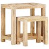 vidaXL Juego de mesitas auxiliares 2 piezas madera maciza de mango