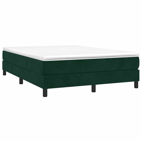vidaXL Cama box spring con colch&oacute;n terciopelo verde oscuro 140x200 cm