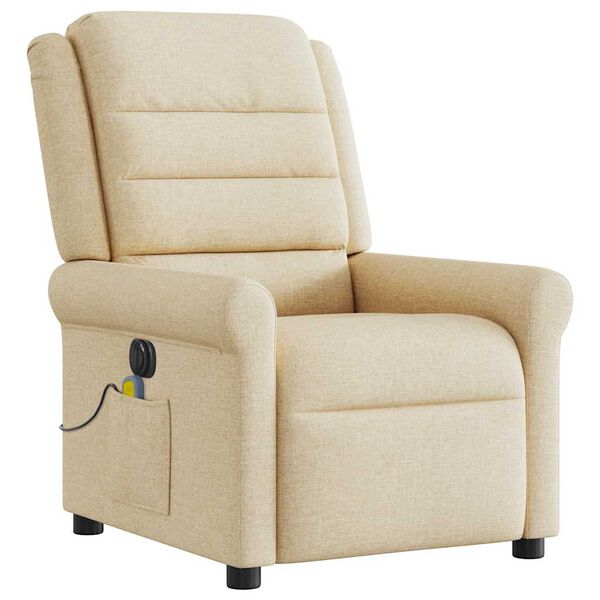 vidaXL Sill&oacute;n reclinable de masaje el&eacute;ctrico tela color crema